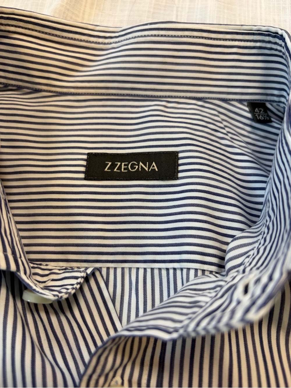 Z Zegna mens Navy and White Striped Shirt
16.5
